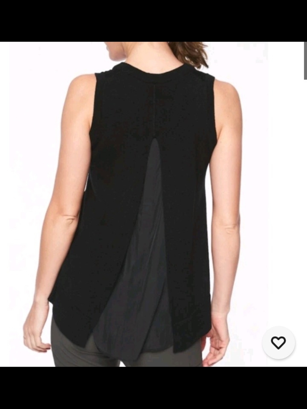 Athleta Black Sleeveless Split-Back Tank Top Size M